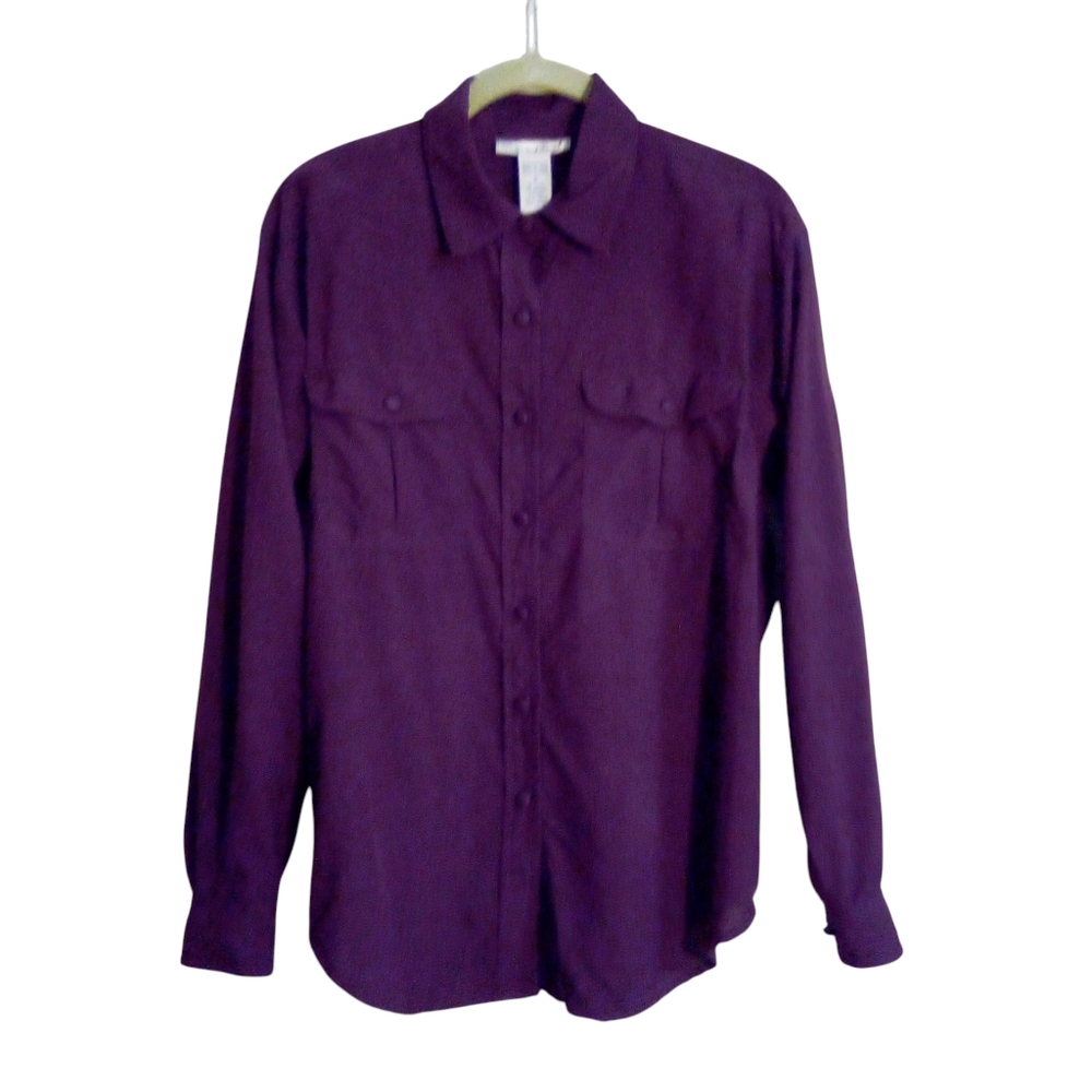Vintage Y2K Anna And Frank Medium Purple Silk Blouse Classic Minimalist Office